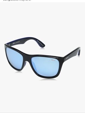Men’s Black Frame Polarized Blue Mirror Sunglasses